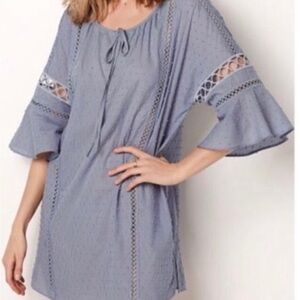 Victoria's Secret Blue Eyelet Detail Cotton Tunic Dress Coverup